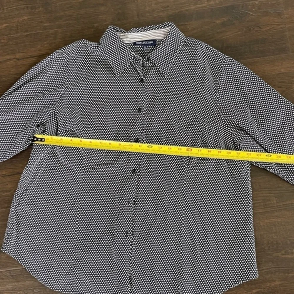 JONES NEW YORK‎ Black White Polka Dot Button Down Top Cotton Preppy Size 2X